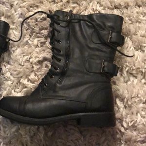 Black combat lace up boots
